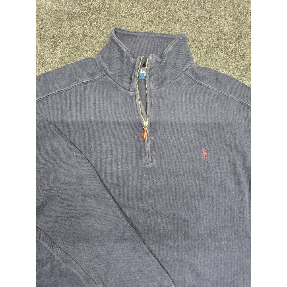 Polo Ralph Lauren Estate Rib Quarter‎ Zip Pullover Sweater Mens XL Navy Blue